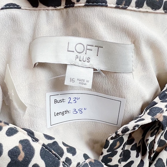 NWT LOFT Plus Leopard Print Flare Shirtdress Long Sleeve Size 16 - Picture 6 of 8